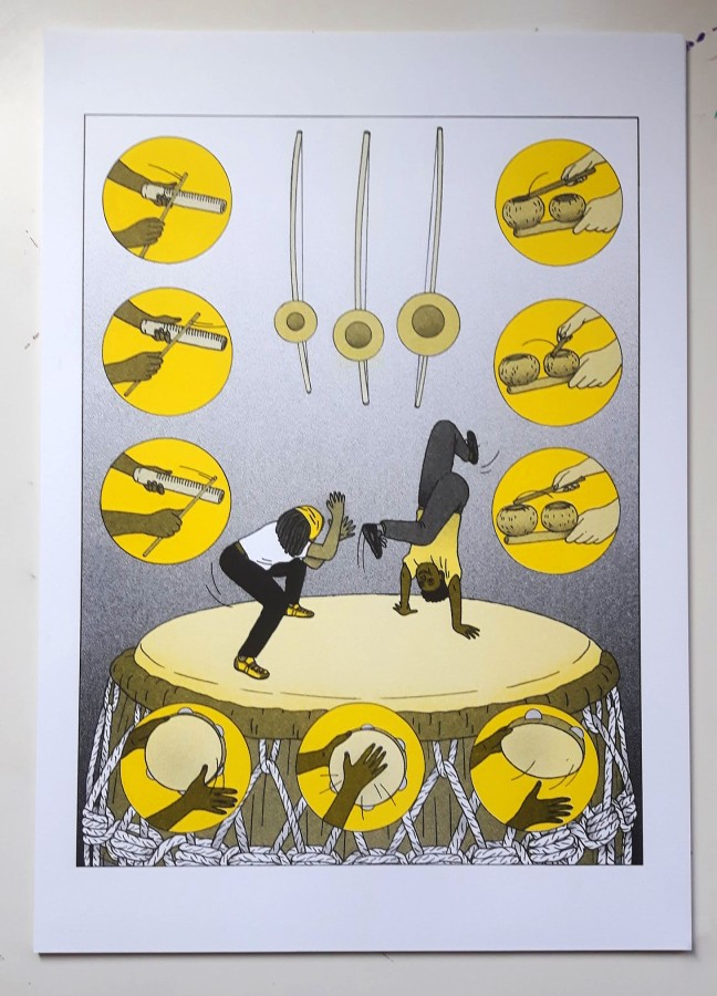 Atabaque, pandeiro e viola risoprint